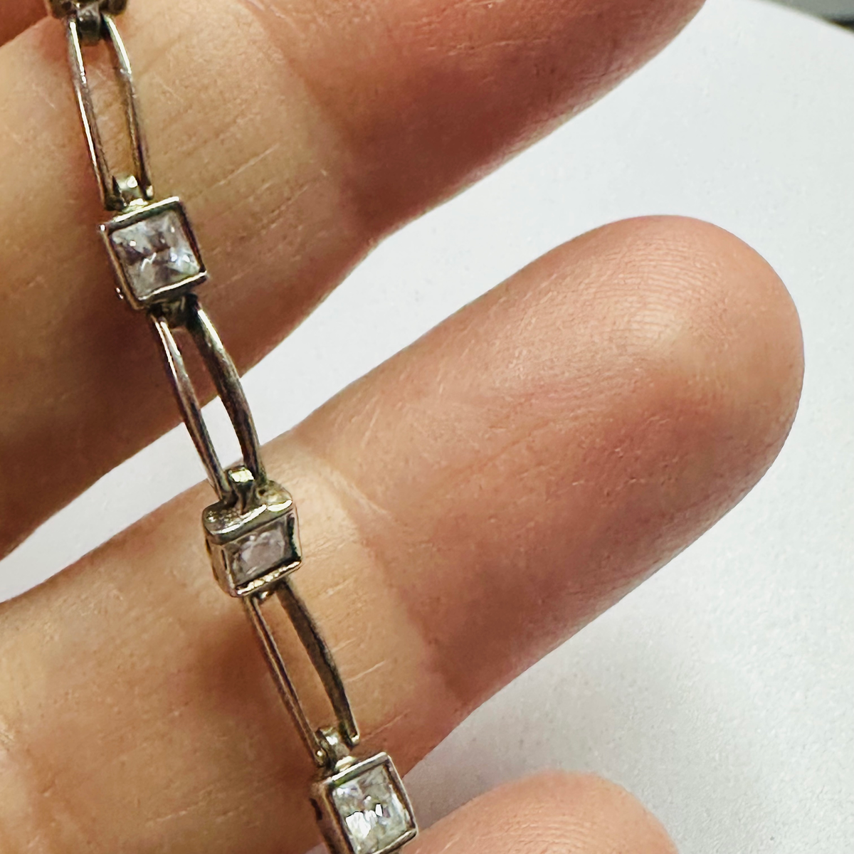 Sterling silver 3 mm square bracelet 18cm image 6