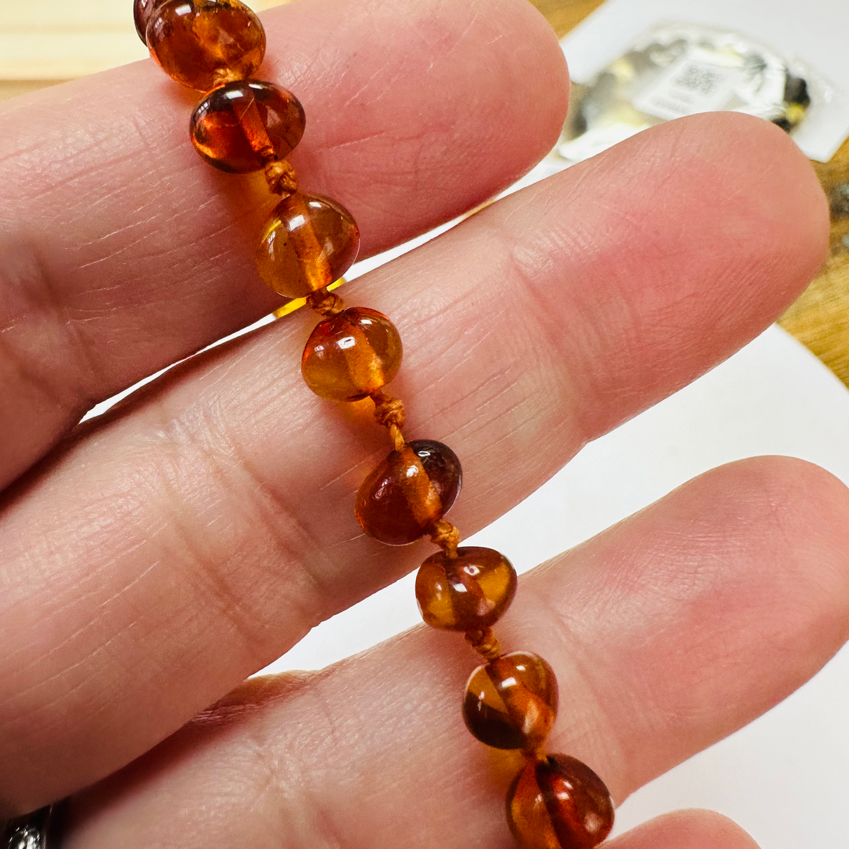 New Amber hand knotted bracelet 7 inch image 3