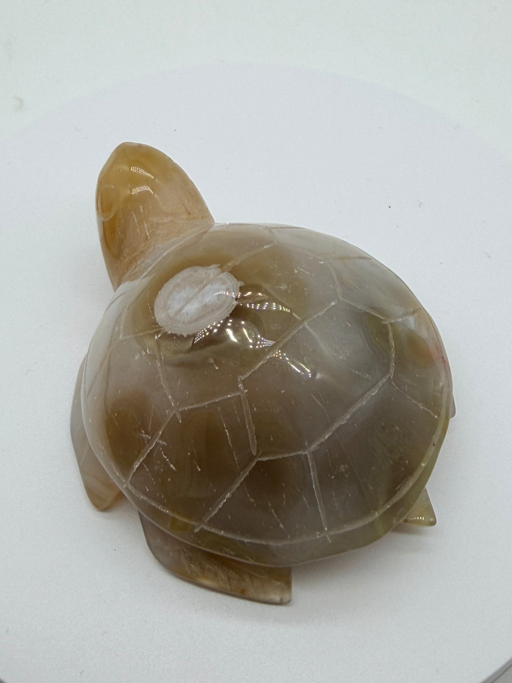 Flower Agate Carved Turtle Crystal Figurine – Healing Meditation Stone Decor image 3