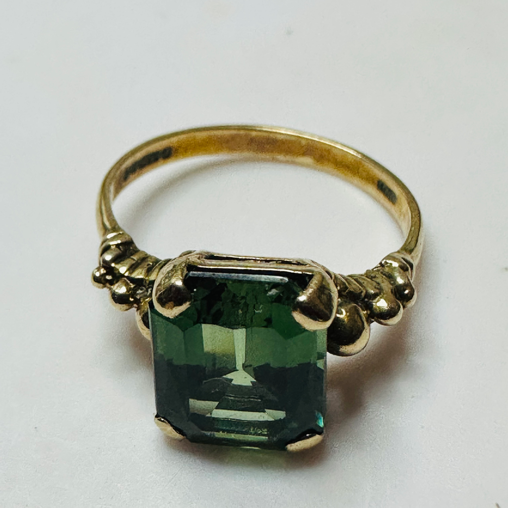Vintage 9ct yellow gold Syntetic Spinel ring size N image 9