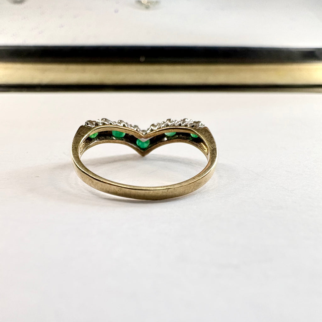9ct yellow gold Emerald and diamond ring size M image 2