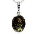 925 Sterling Silver & Genuine Baltic Amber Classic Oval Pendant image 0