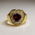 NEW 9ct Garnet and Diamond Heart Ring Size P image 0