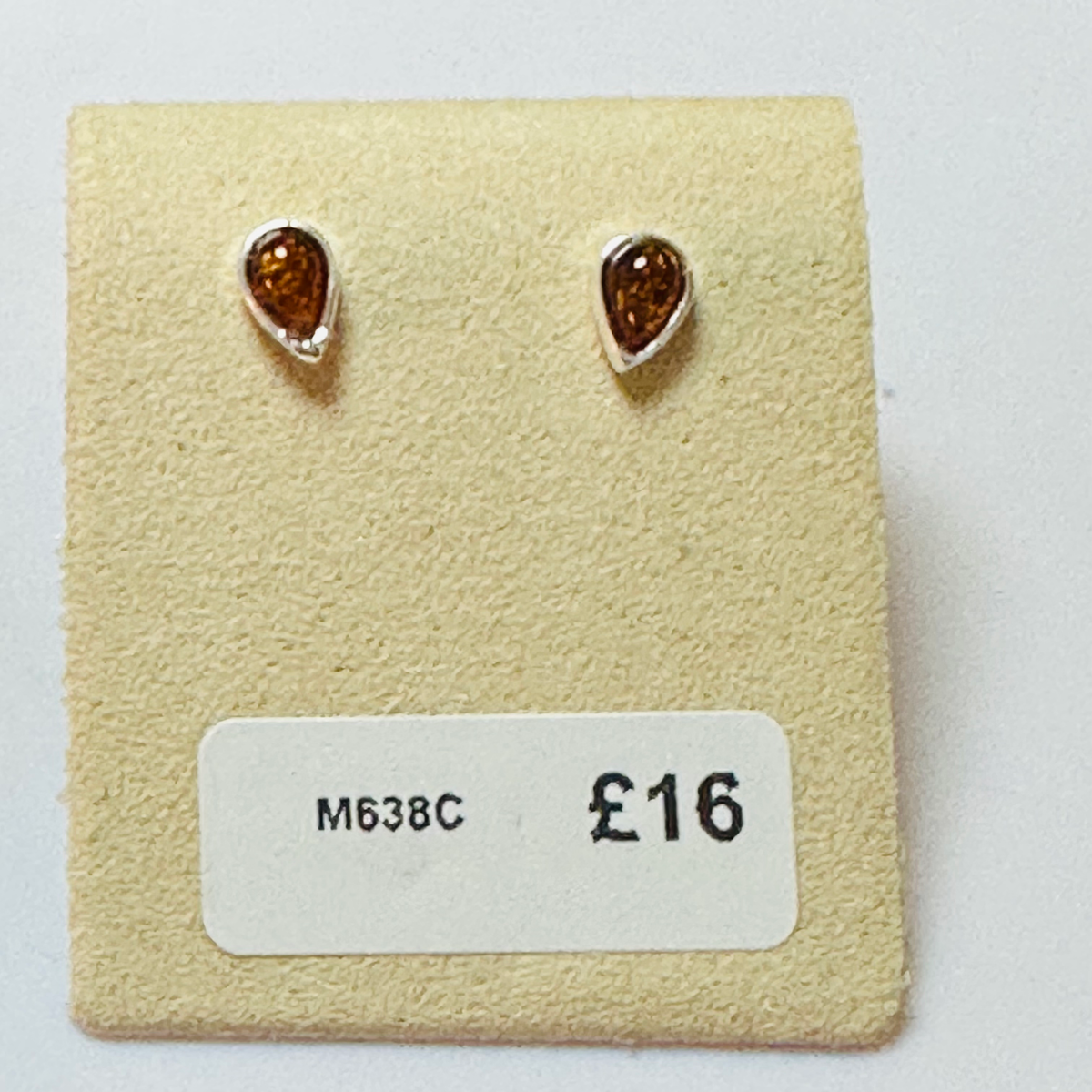 Sterling silver amber drop studs  image 1
