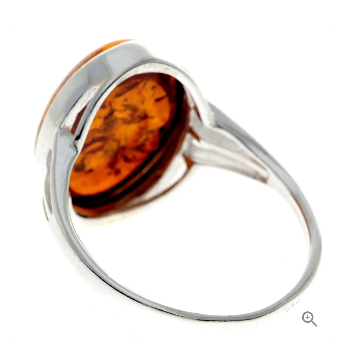 925 Sterling Silver & Genuine Baltic Amber Classic Designer Ring Size T image 1
