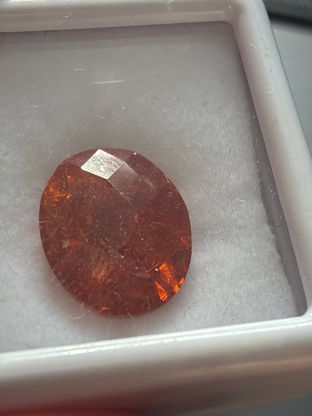 Mandarin Spessartite Garnet Oval Checkerboard Cut 12mm × 10mm 6.92cts