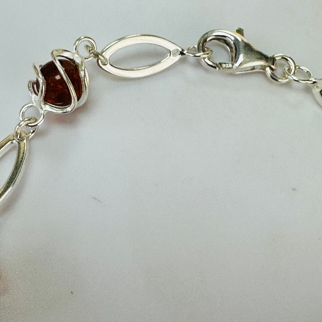 New Sterling Silver Amber Cognac Bracelet 8 inch adjustable image 7
