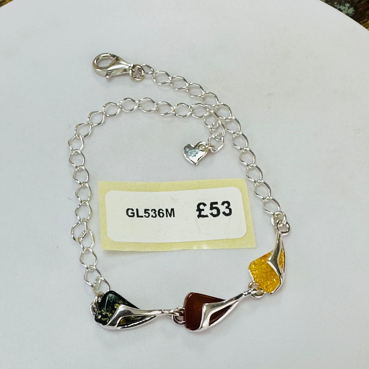 New Sterling silver 3 Amber colour Bracelet image 0