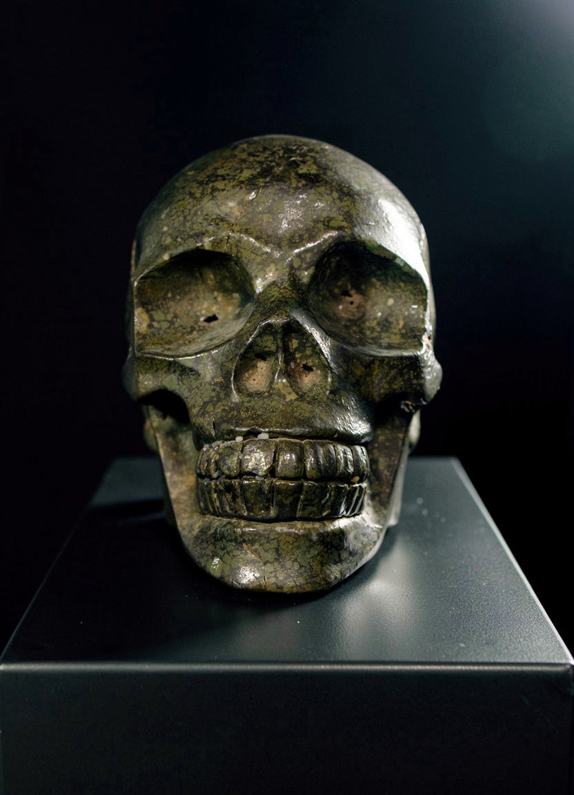 Pyrite carved Skull 6cm high heavy 54g nice model image 0