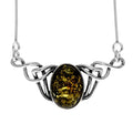 925 Sterling Silver & Genuine Baltic Amber Classic Celtic Necklace on Snake Chai image 0