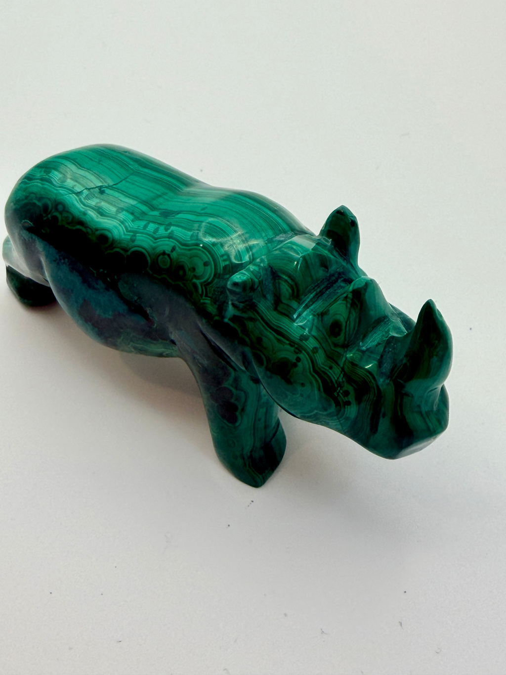 Malachite Carving of a Rhino 79mm across 121g image 1