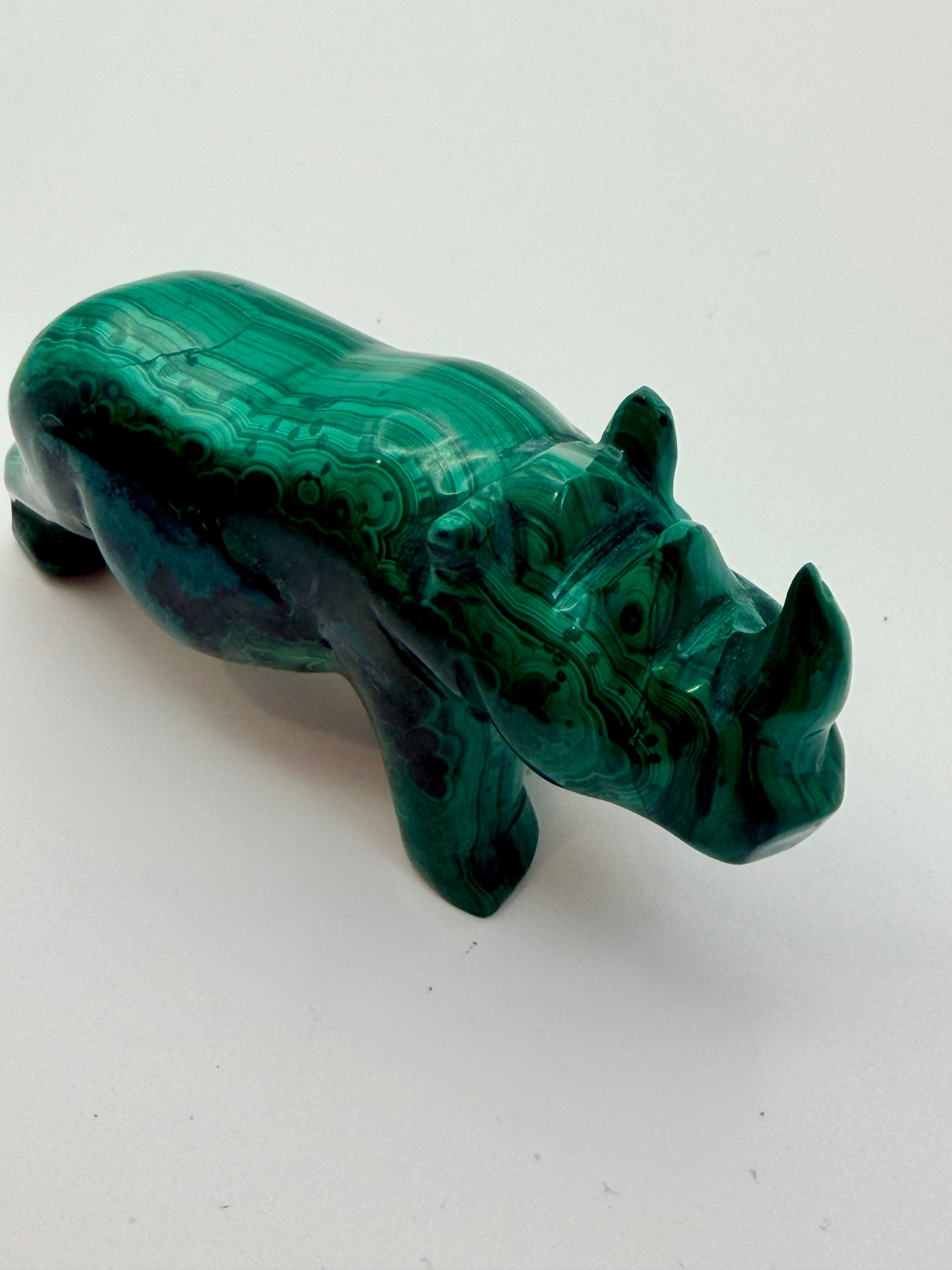 Malachite Carving of a Rhino 79mm across 121g image 1