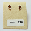 Sterling silver amber drop studs  image 0