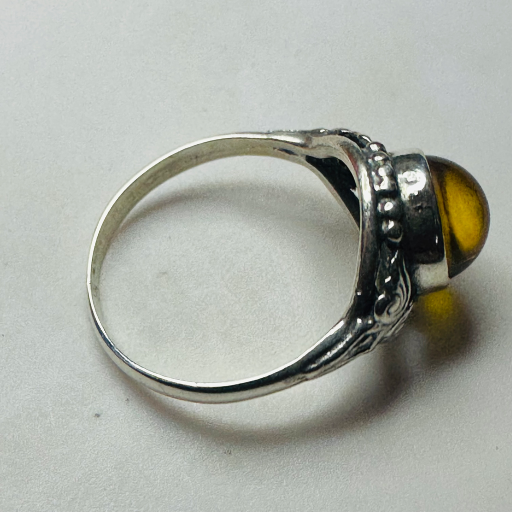 Sterling silver and Amber ring size O1/2 image 3