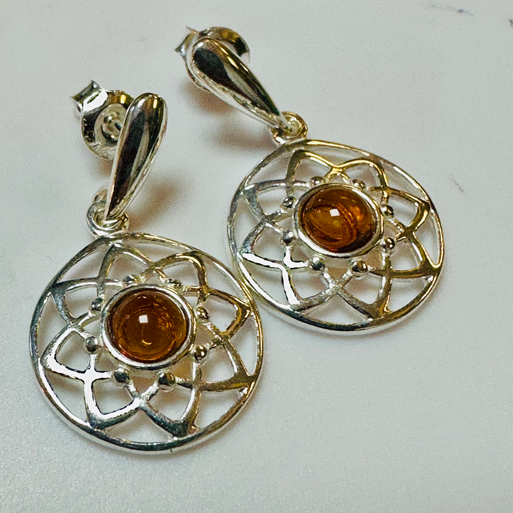 Sterling silver amber earrings  image 2
