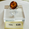 Sterling silver oval Amber gemstone ring size O image 0