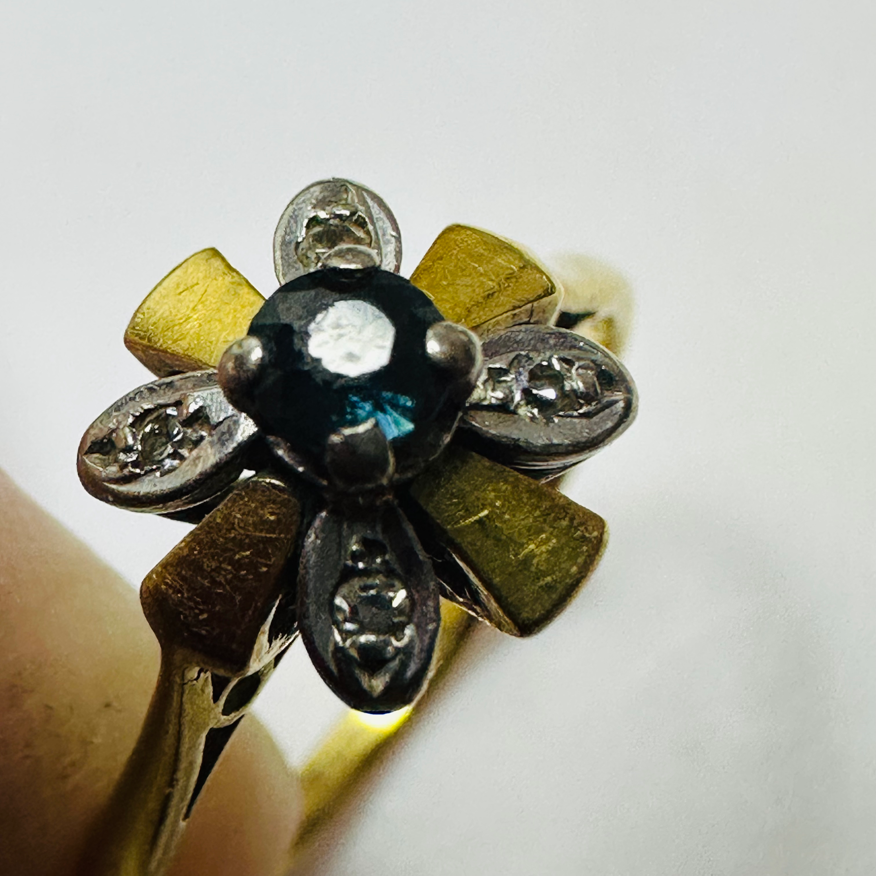 Vintage Sapphire and Diamond ring size N1/2 image 8