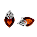 925 Sterling Silver & Genuine Baltic Amber Marquise Modern Studs Earrings image 0