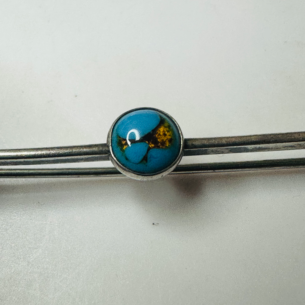 Sterling silver Brooch With turquise glass poss Bernard Ingatstone image 4