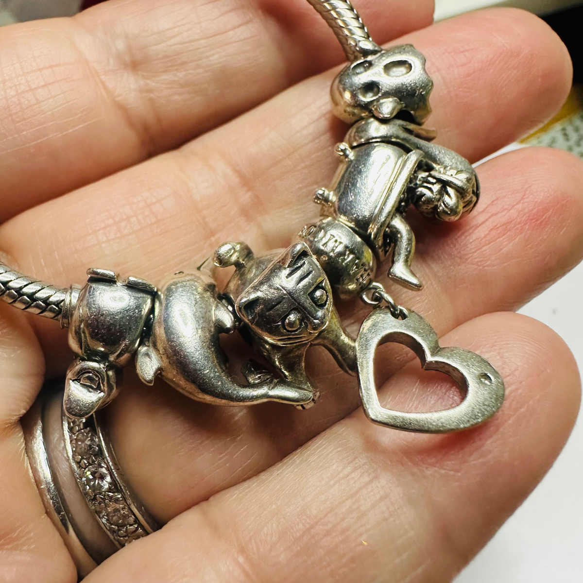 The charm company 925 charm bracelt with charms lady in bath cat and ghost image 3