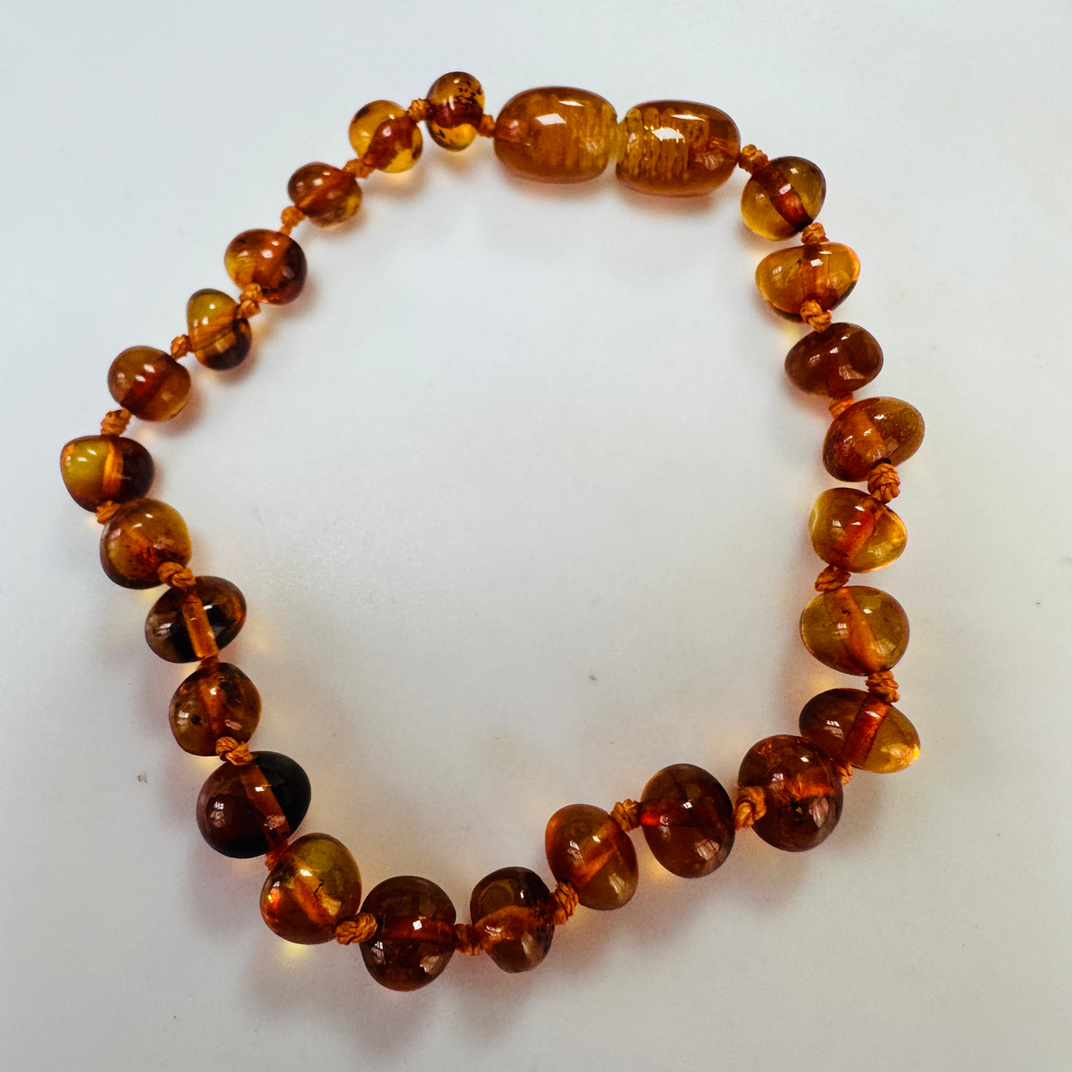 New Amber hand knotted bracelet 7 inch image 2