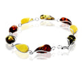 925 Sterling Silver & Genuine Baltic Amber Modern Link Bracelet image 0