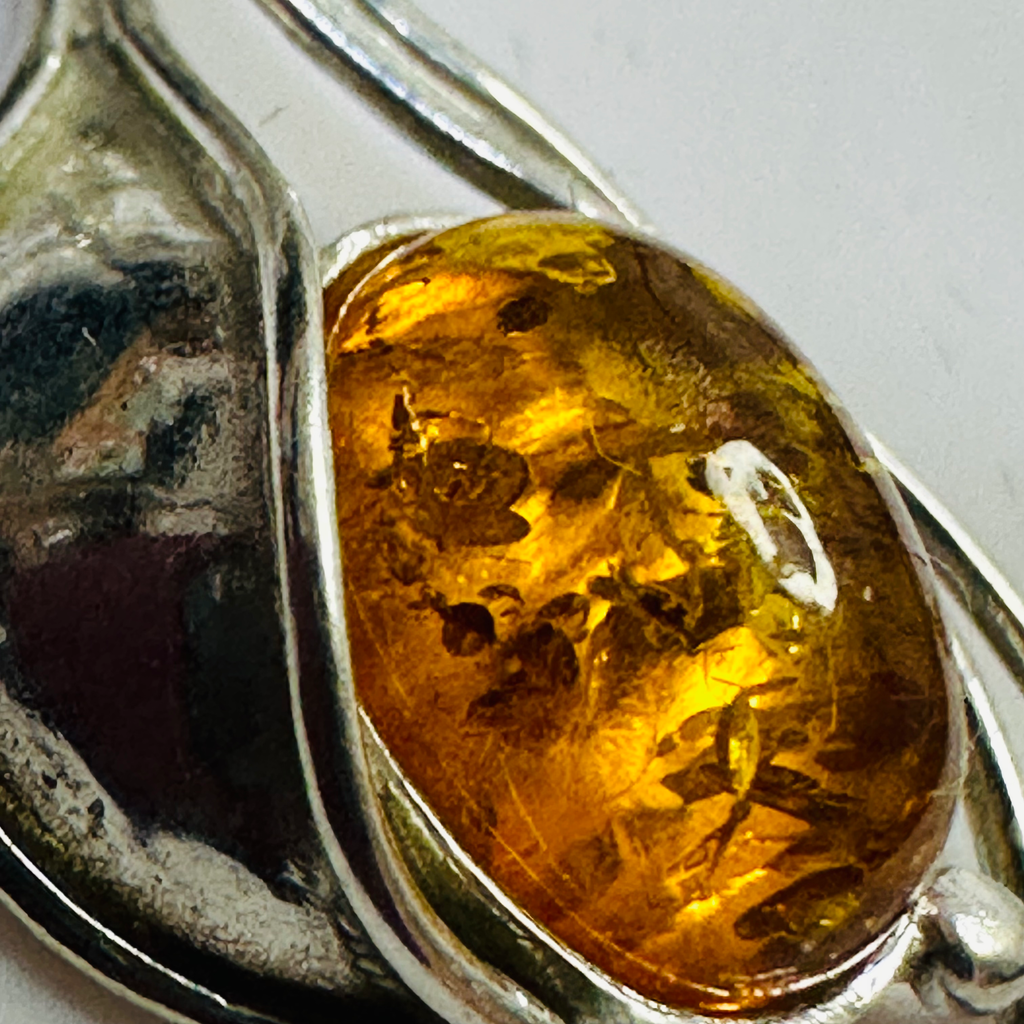Sterling silver Amber necklace 18in chain image 2