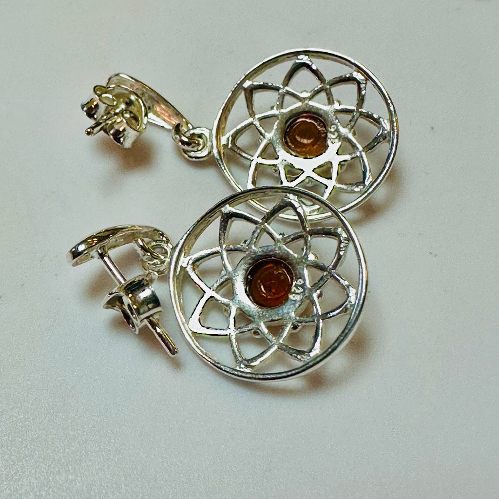 Sterling silver amber earrings  image 3