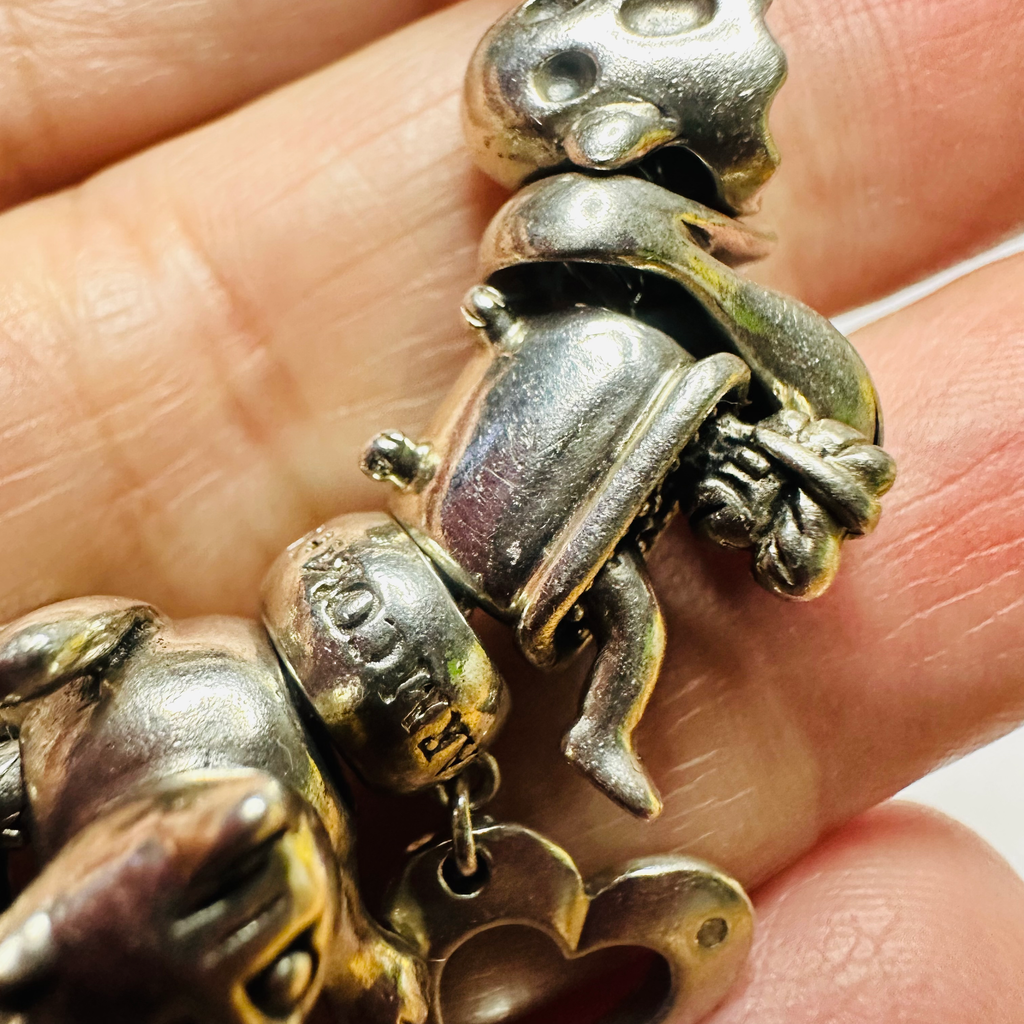 The charm company 925 charm bracelt with charms lady in bath cat and ghost image 5