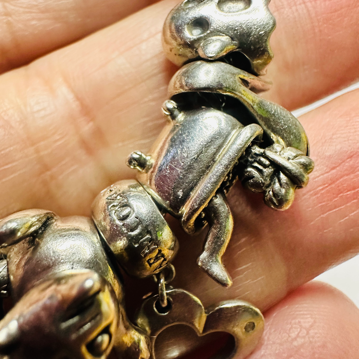 The charm company 925 charm bracelt with charms lady in bath cat and ghost image 5
