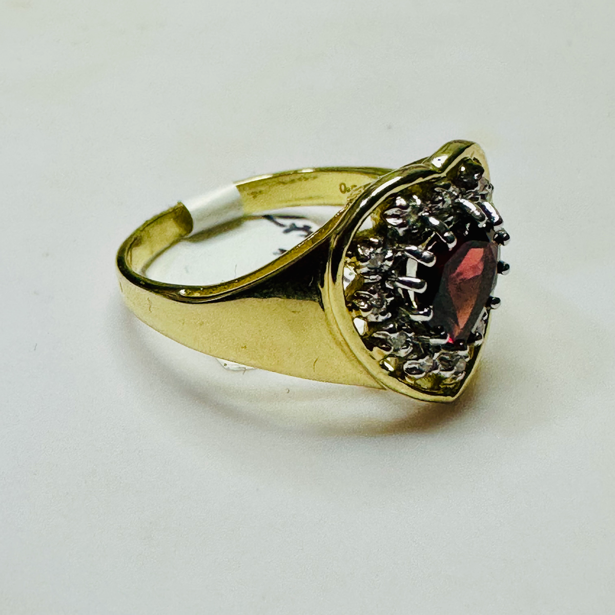 NEW 9ct Garnet and Diamond Heart Ring Size P image 8