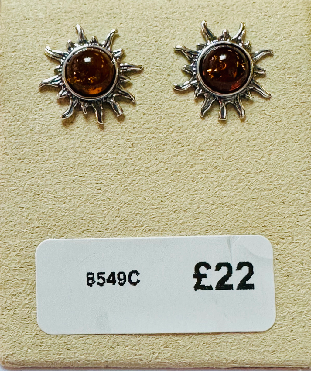 Sterling silver Amber sunburst earrings 925 image 0