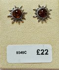 Sterling silver Amber sunburst earrings 925 image 0