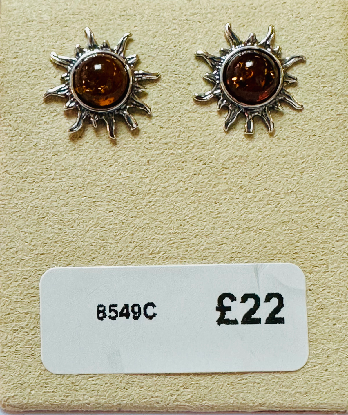 Sterling silver Amber sunburst earrings 925 image 0