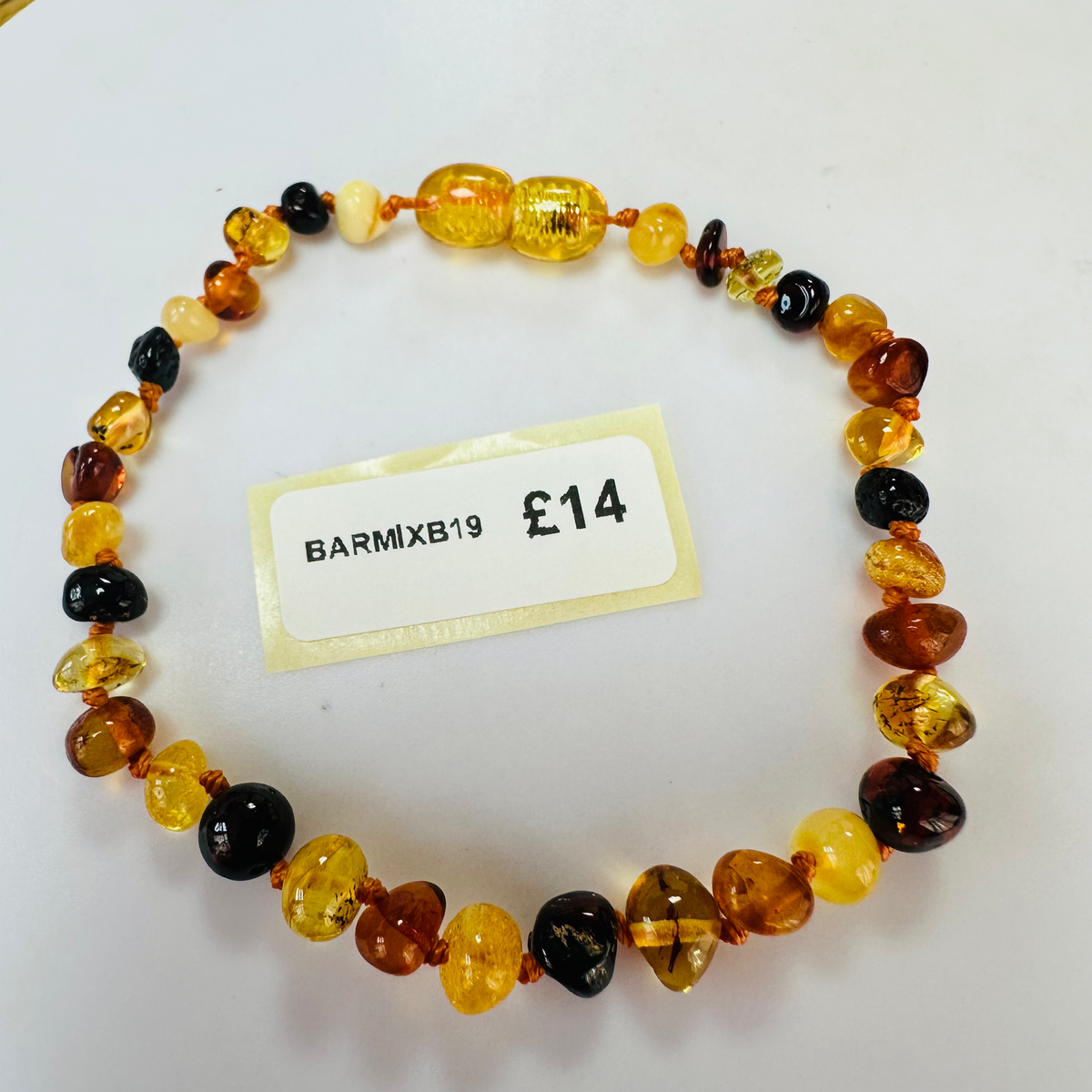 New Amber multi coloured knotted bracelet 8 inch image 0