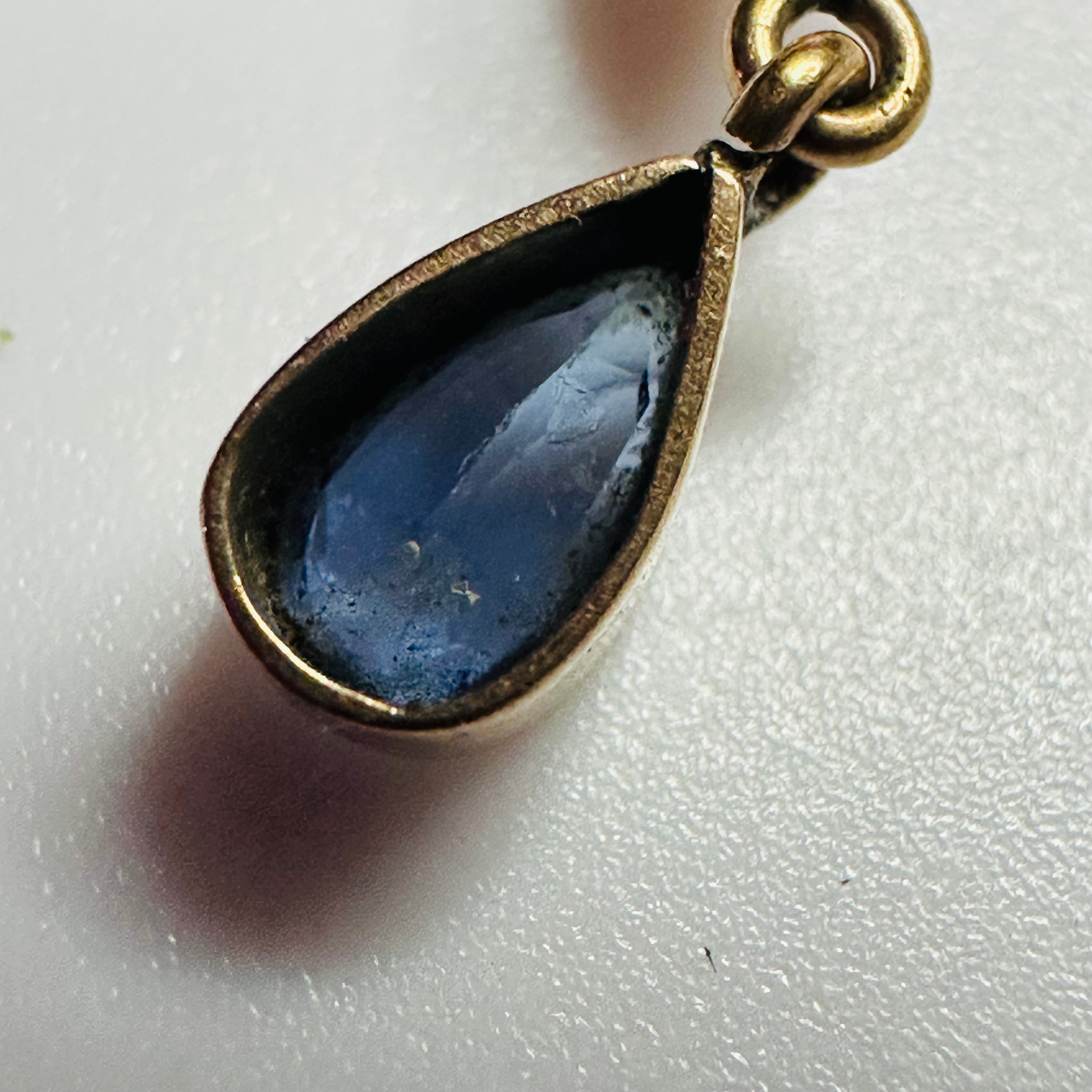Antique pendant/brooch green gemstone doublet and a blue sapphire image 5