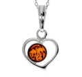 925 Sterling Silver & Genuine Baltic Amber Classic Heart Pendant image 0