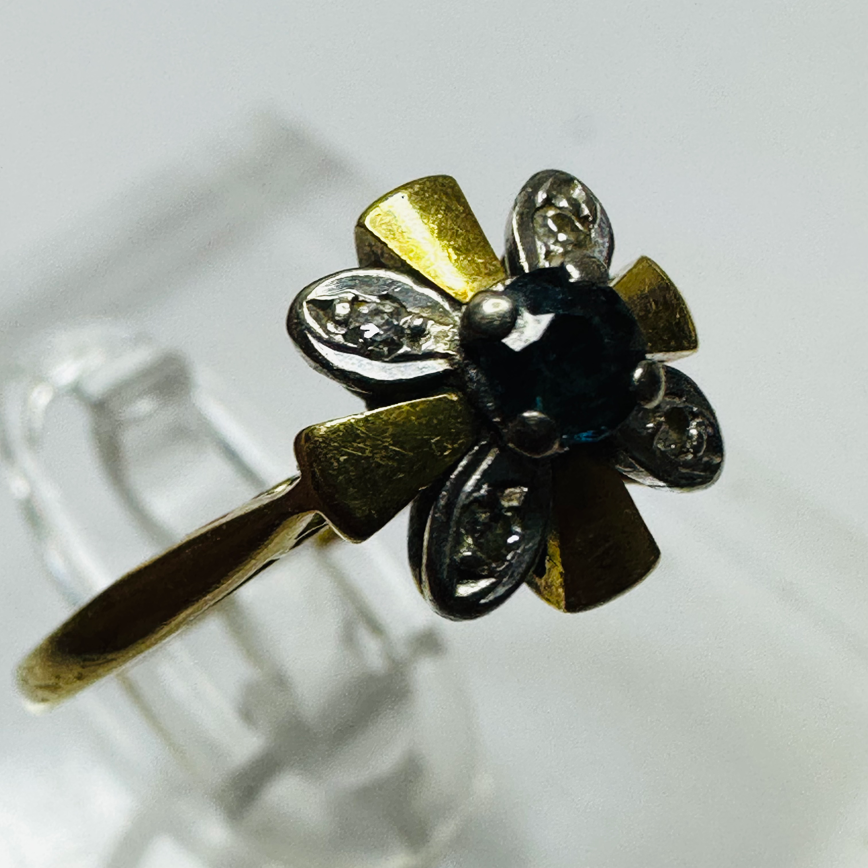 Vintage Sapphire and Diamond ring size N1/2 image 2