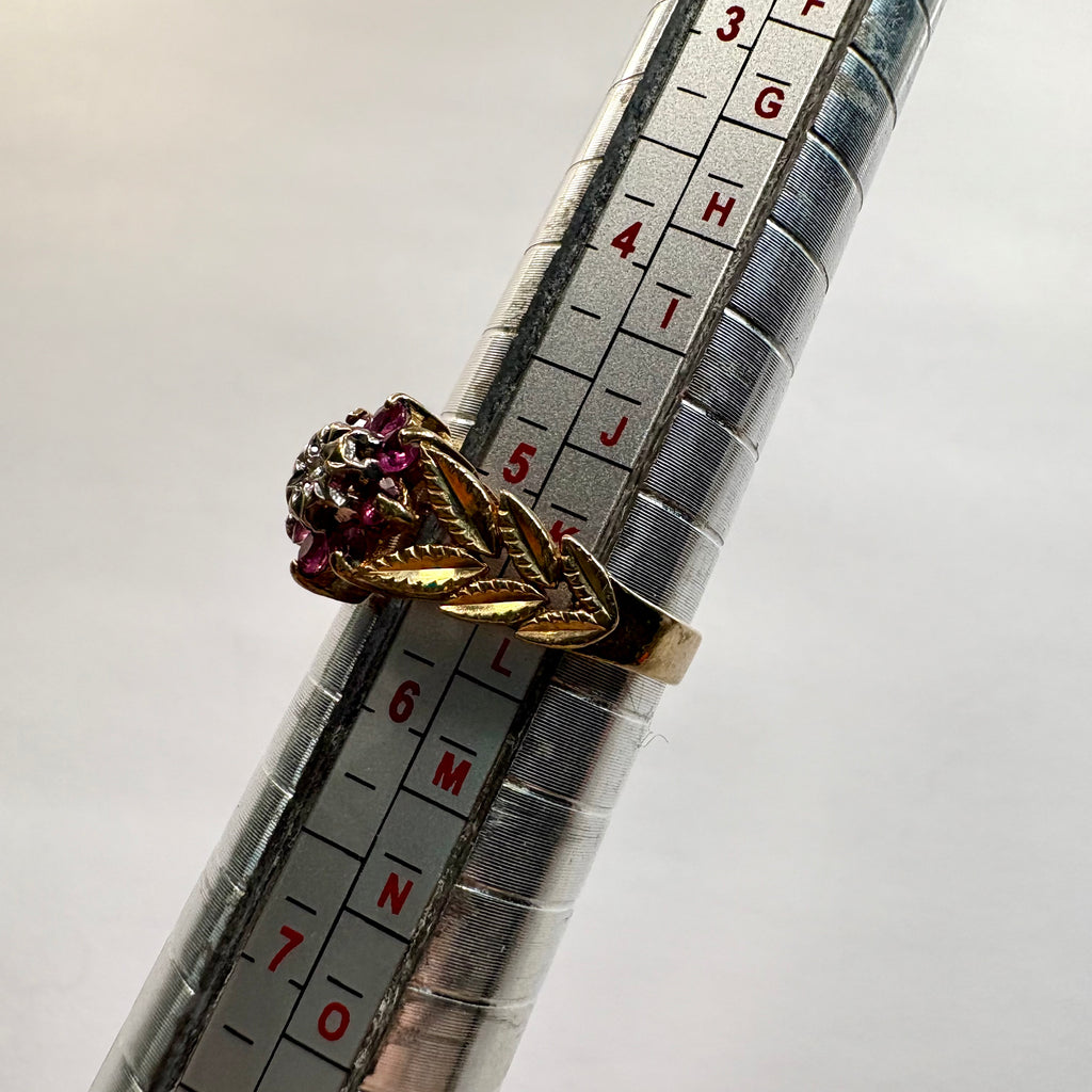 9ct yellow gold pink Sapphire and diamond Ring K1/2 image 6