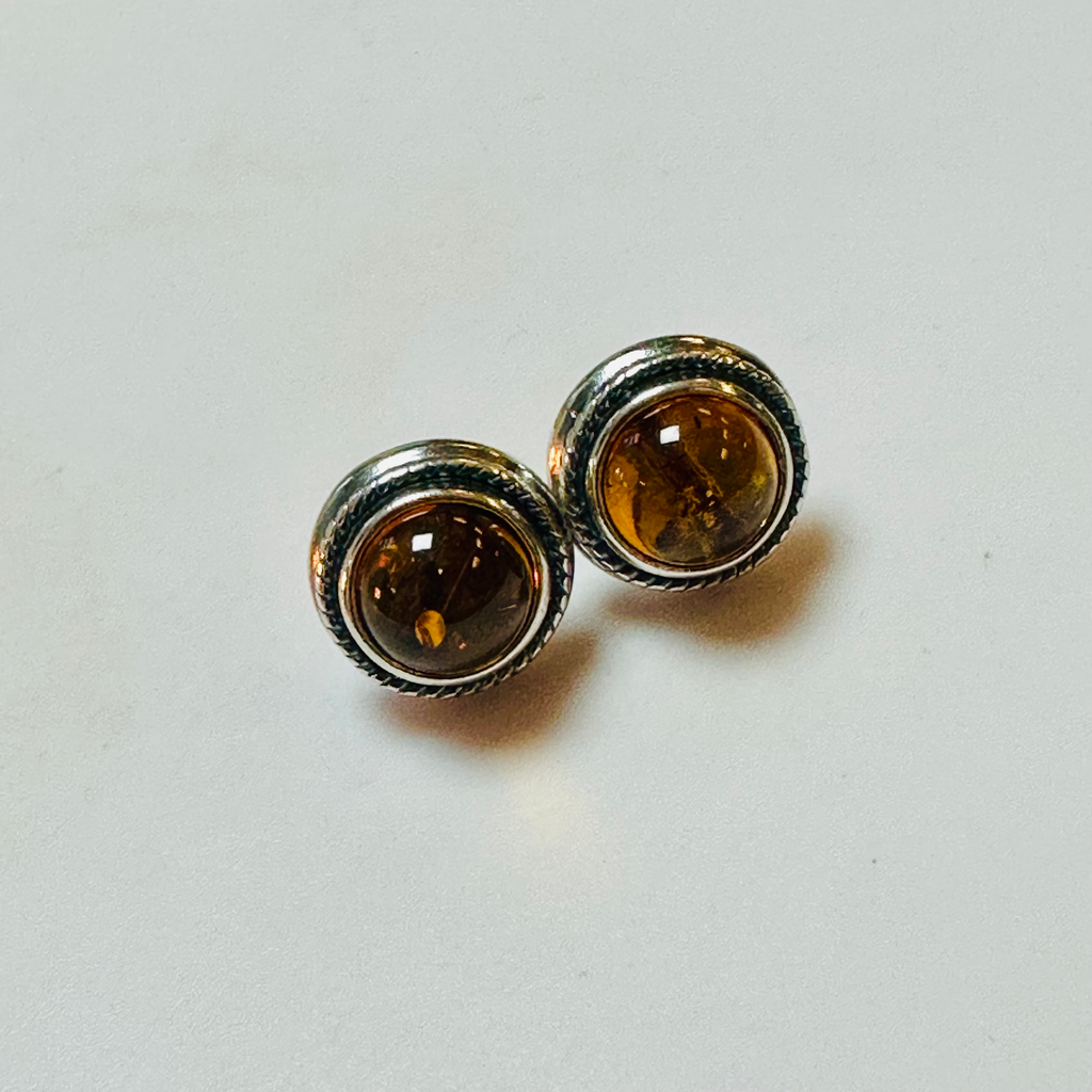 Sterling silver Amber stud earrings image 0
