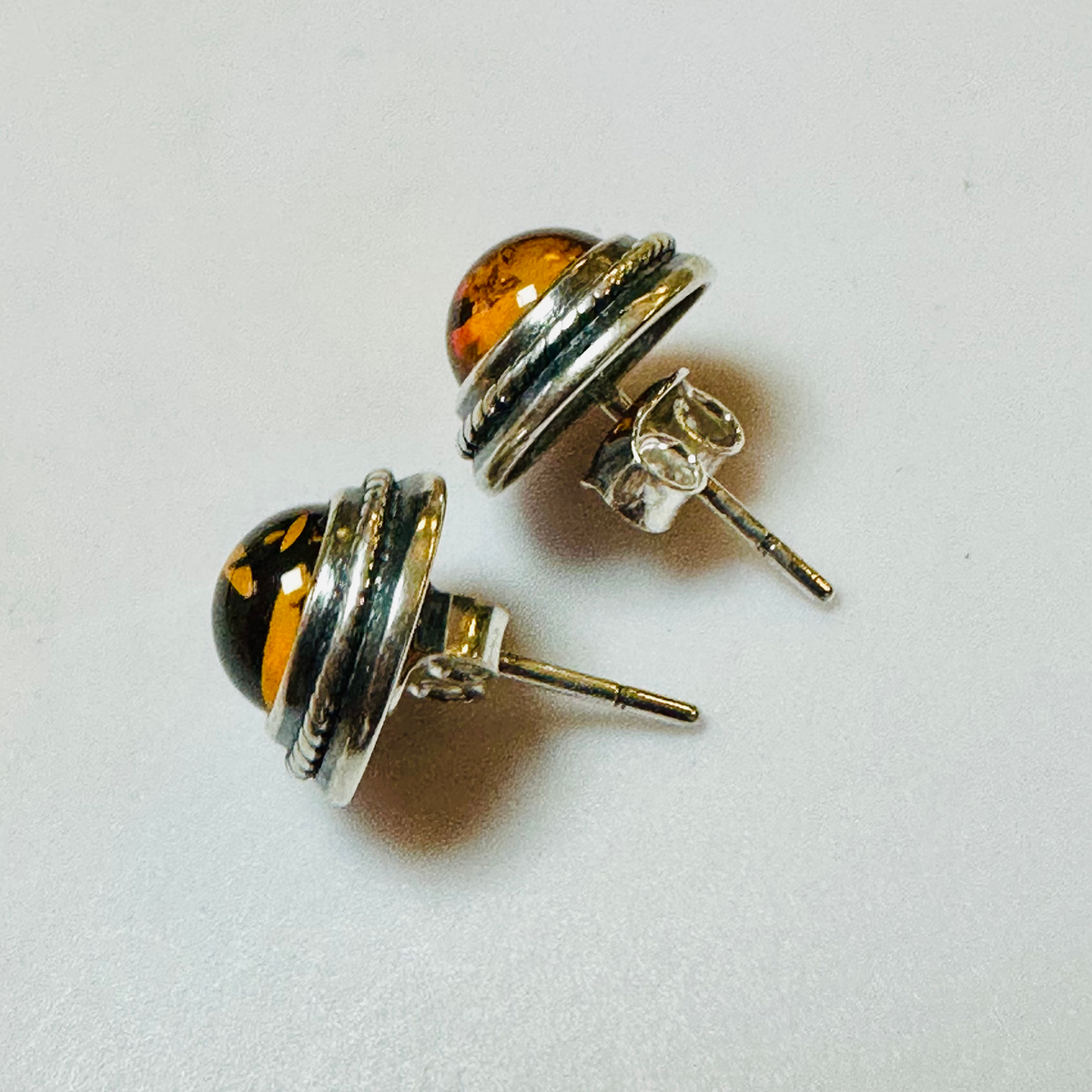 Sterling silver Amber stud earrings image 2