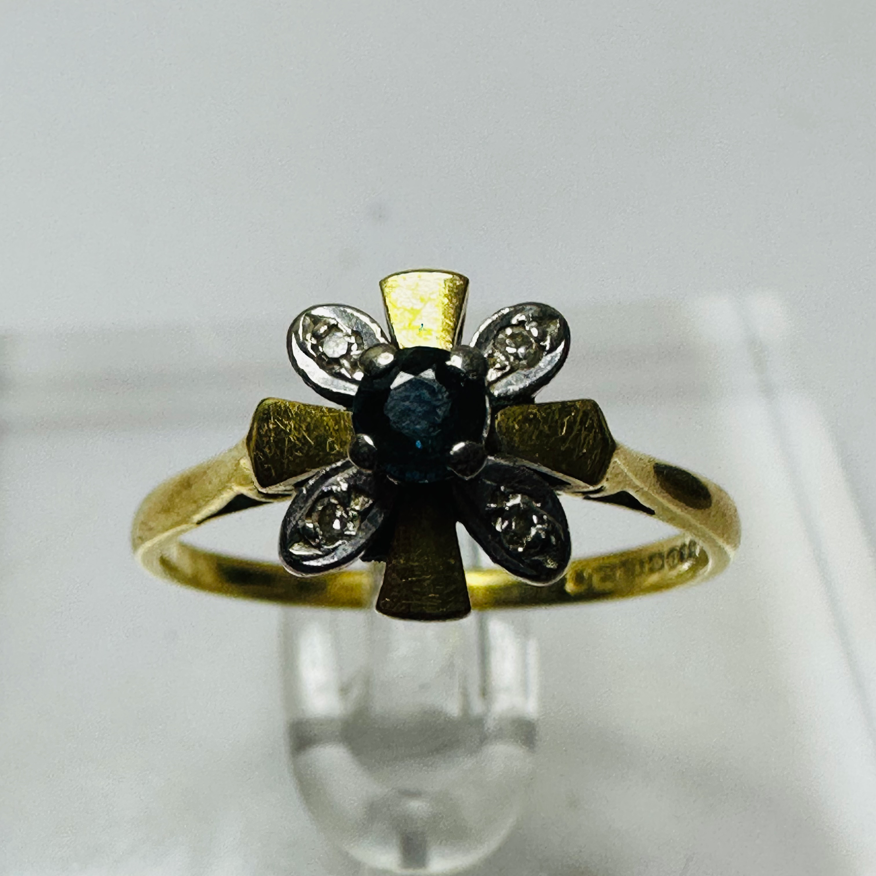 Vintage Sapphire and Diamond ring size N1/2 image 1