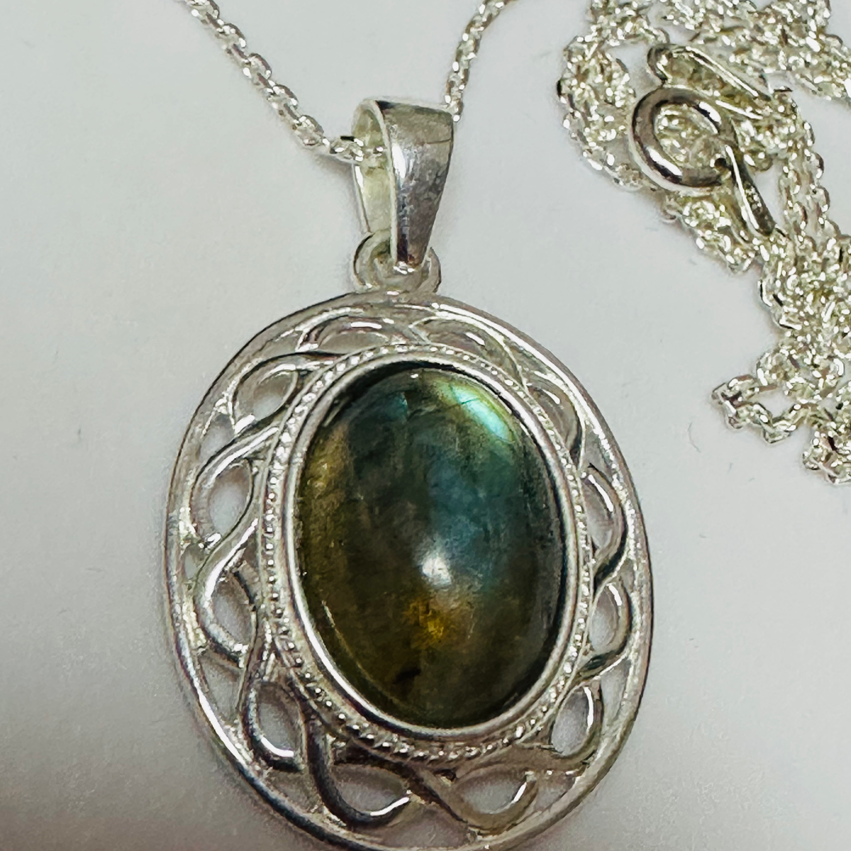 New  Labradorite 10x8 Sterling silver 18inch chain image 7