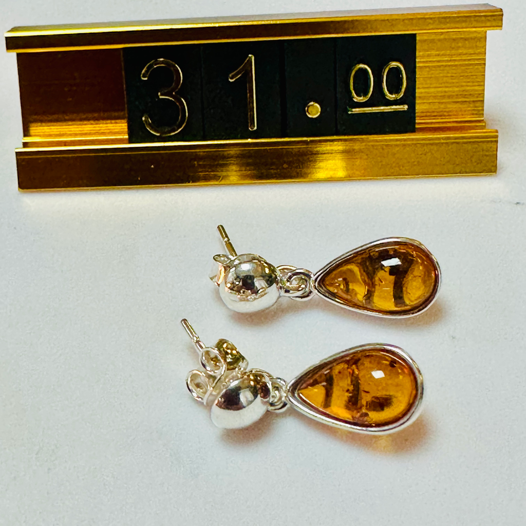 Sterling silver Amber drop earrings 925 image 4