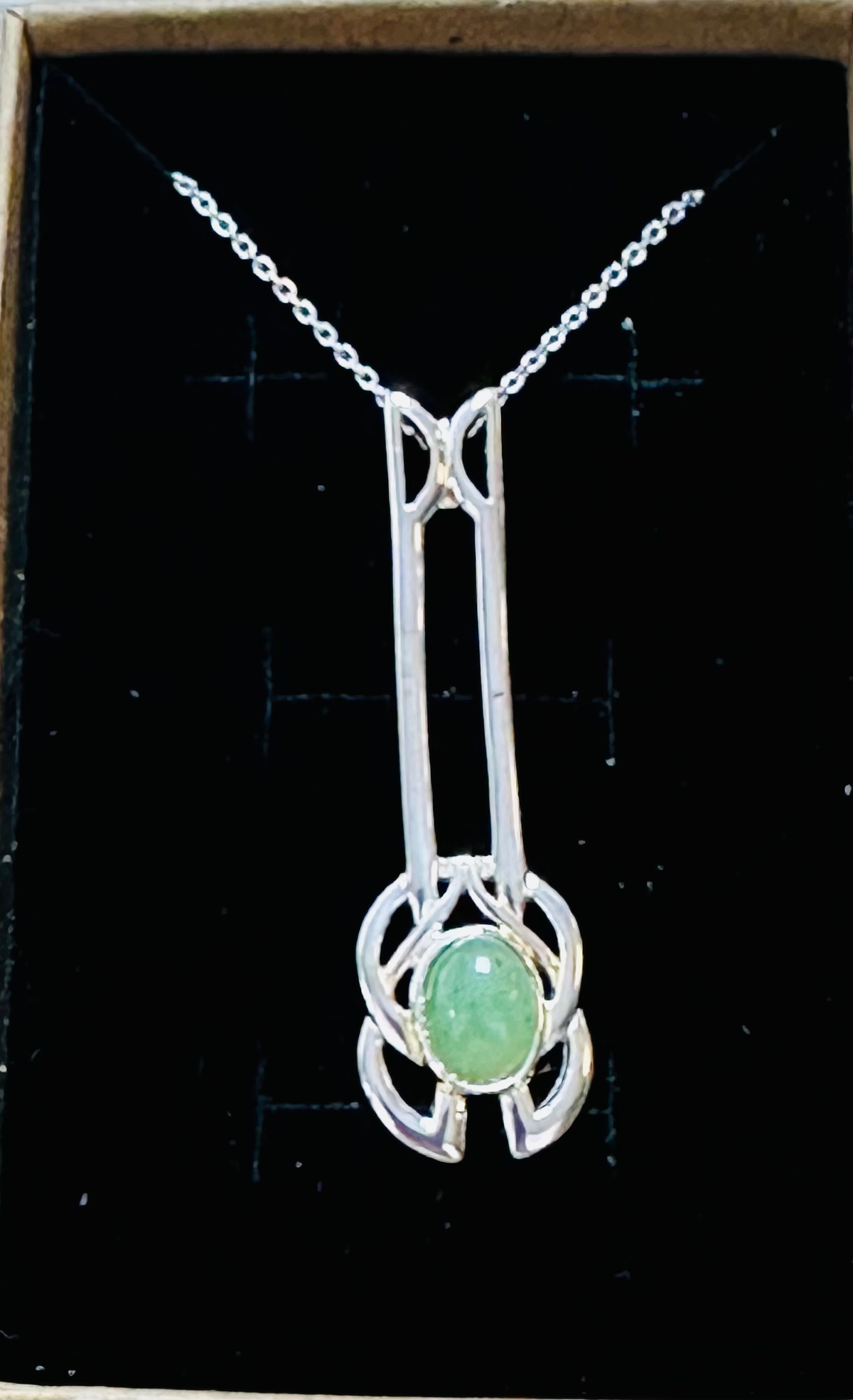 Sterling silver with Aventurine 18inch chain 925 image 0