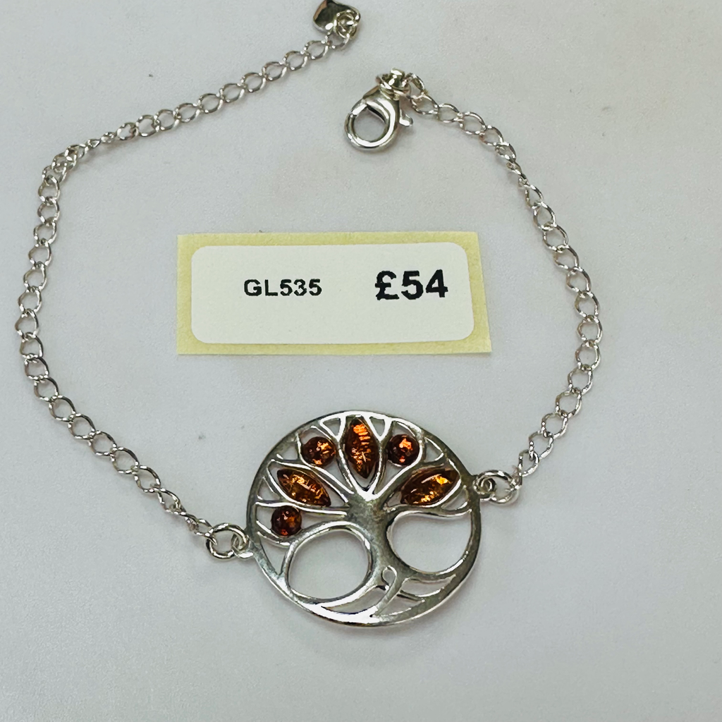 New Sterling silver and Amber tree of life Bracelet image 0