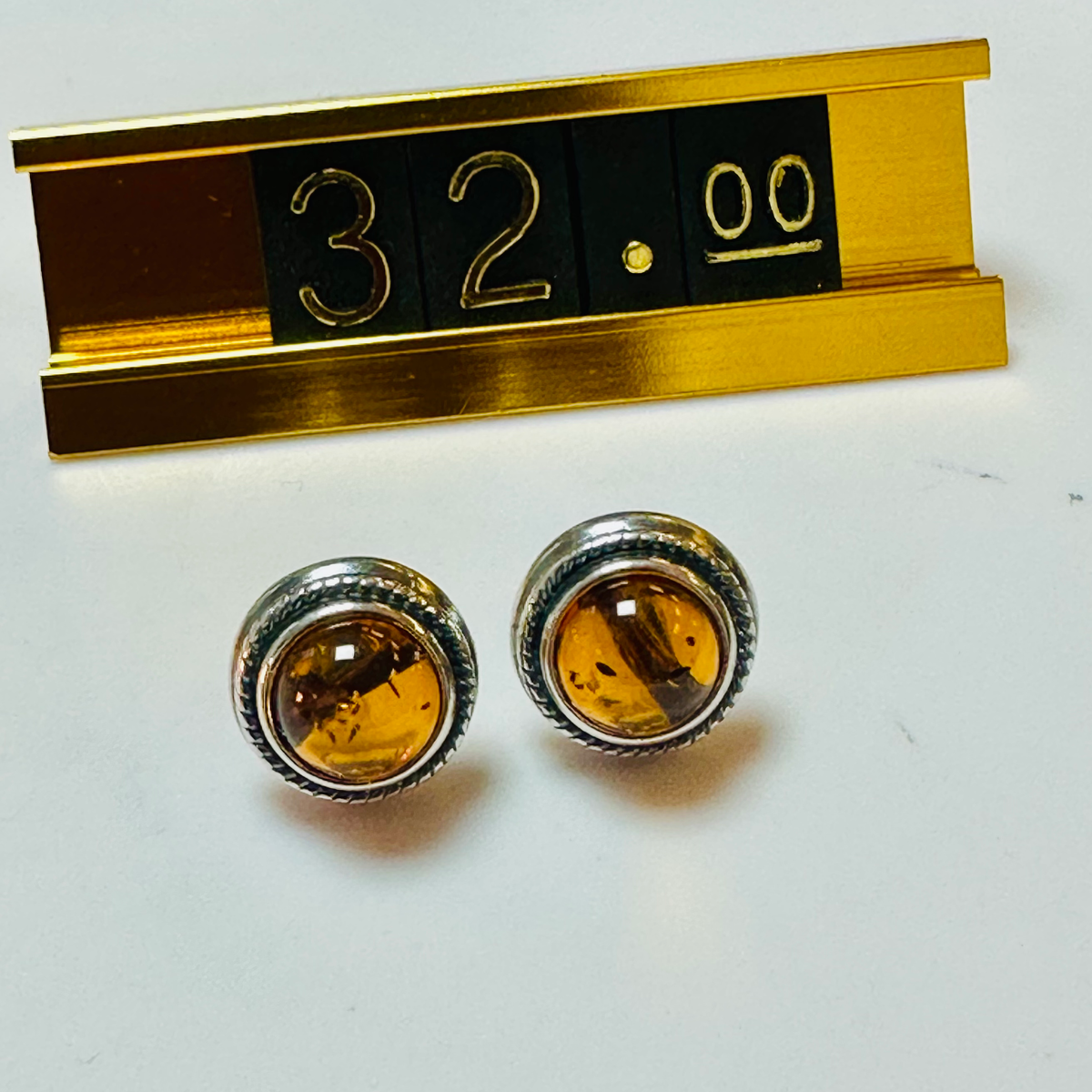 Sterling silver Amber stud earrings image 5