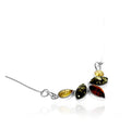 925 Sterling Silver & Genuine Baltic Amber Multi Stones Modern Necklace image 0