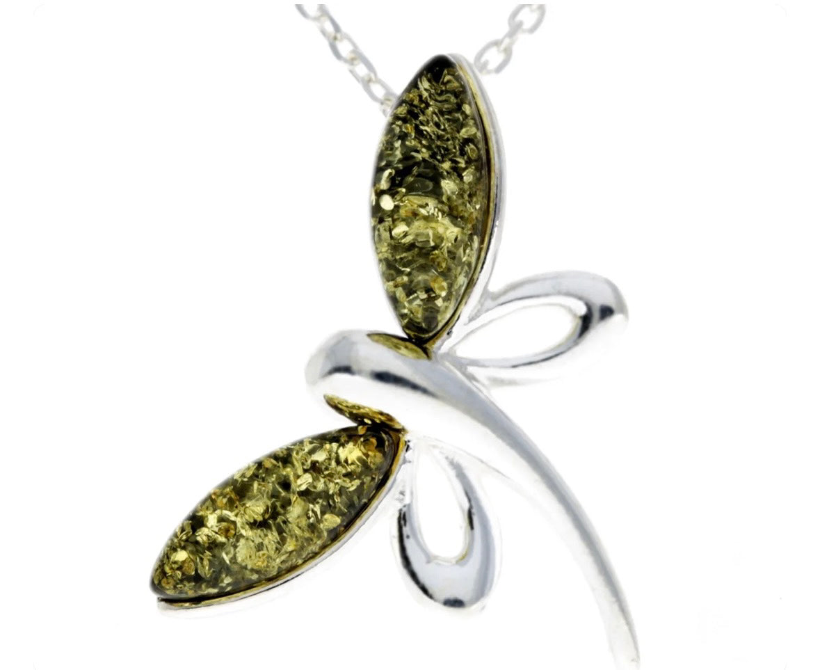 925 Sterling Silver Butterfly with Baltic Amber image 0