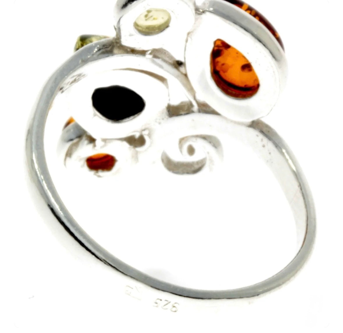 925 Sterling Silver & Baltic Amber Modern Ring image 1